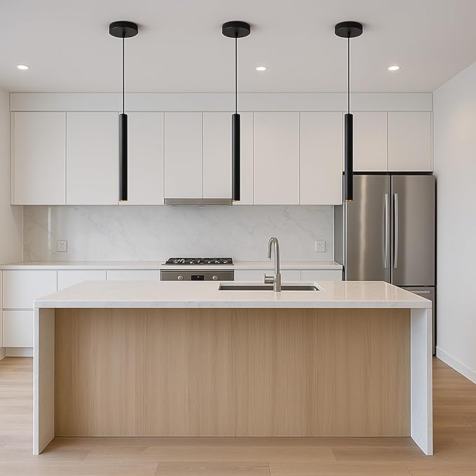Modern LED Pendant Light, 10W Dimmable Ceiling Hanging Spotlight Fixture Black Minimalist Aluminum Pendant Lighting for Kitchen Island, Bar Counter, Bedroom, 4000K, ETL Listed, Pack of 3
