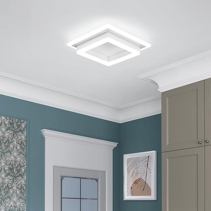 32W Flush Mount Modern LED Ceiling Lights, Small Hallway Ceiling Light, Cool White 6000K Acrylic LED Kitchen Ceiling Light Fixtures for Bedroom Dining Room Bathroom (2 Pack)