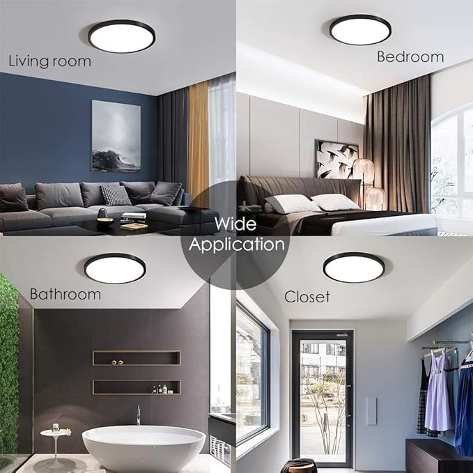 TALOYA12 Inch Flush Mount LED Ceiling Light Fixture, 8 Pack Black Ceiling Light for Bedroom Kitchen Living Room Laundry, 5 CCT Selectable, Easy to Install and Ultra Slim,Non-dimmable