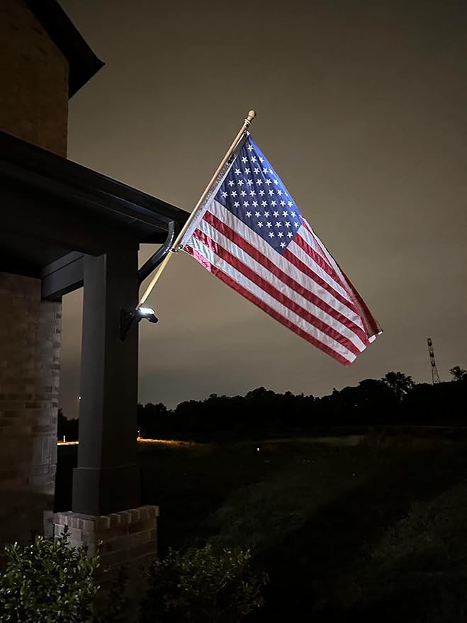 Solar Flag Pole Light, 4 Super-Bright led Flagpole Light Solar Powered Outdoor Dusk to Dawn, IP65 Waterproof Batteries Replaceable Fits 1”-1.5” in Diameter Most Wall-Mounted Spinning Flag Poles