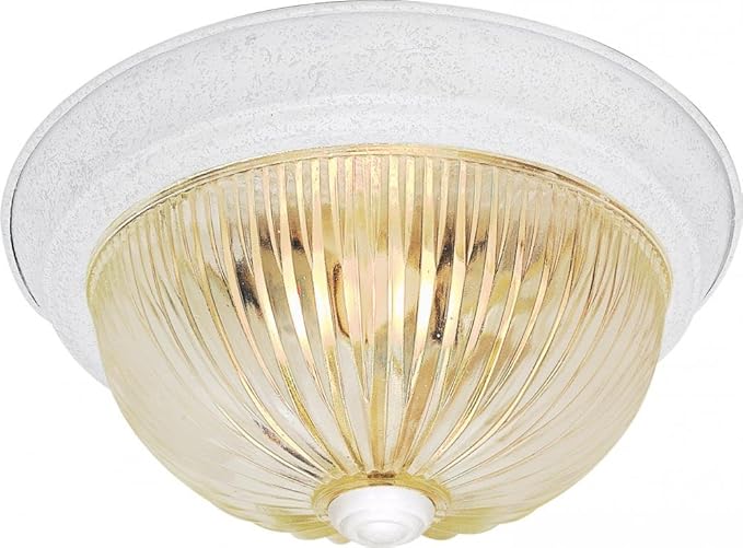 NUVO SF76/193 Three Light Flush Mount, Textured White/Clear Ribbed Glass