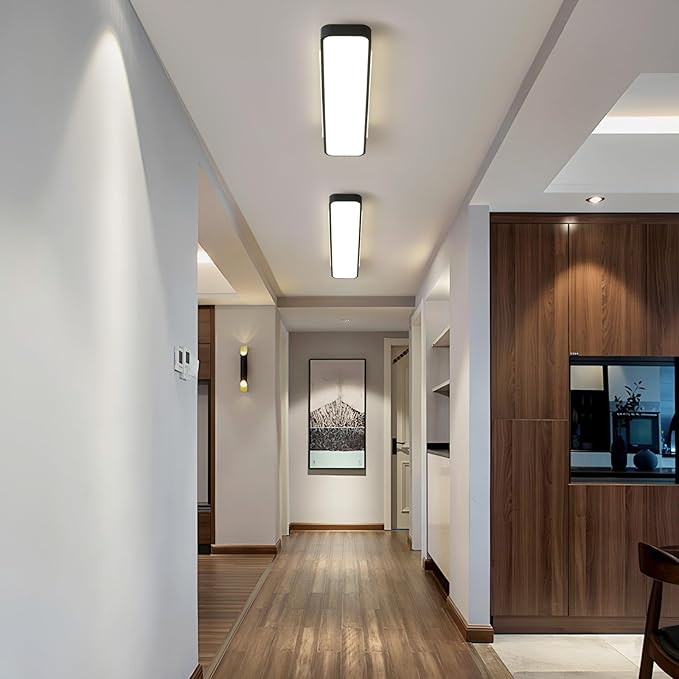 Modern LED Ceiling Light with Remote, 54W Dimmable Linear Black Flush Mount Light Fixture, 39.4'' Low Profile Light Fixture Long LED Ceiling Lamp for Bedroom Living Room Hallway Kitchen