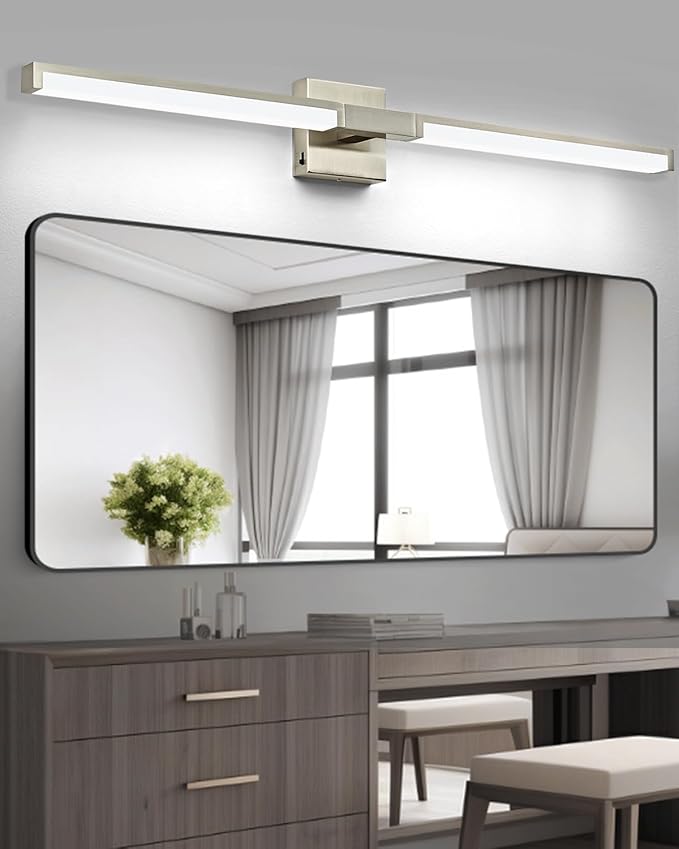 OKELI Modern Bathroom Light Fixtures Over Mirror, 40 Inch Brushed Nickel Vanity Light Bar for Bathroom, 24W 5CCT Diammable Wall Light
