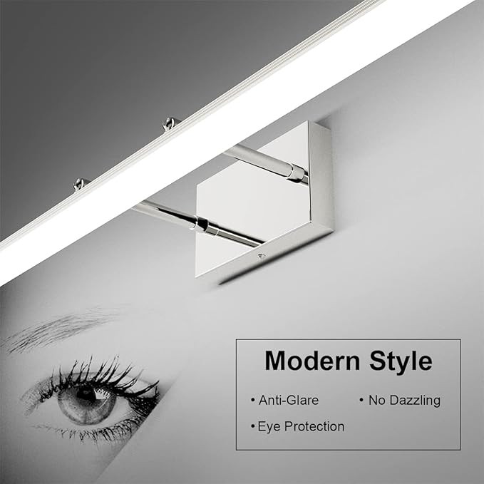 Aipsun 48 inch LED Vanity Lights Adjustable Bathroom Wall Light Fixtures Bathroom Lighting Fixture Over Mirror Chrome Modern Vanity Lighting 5500K