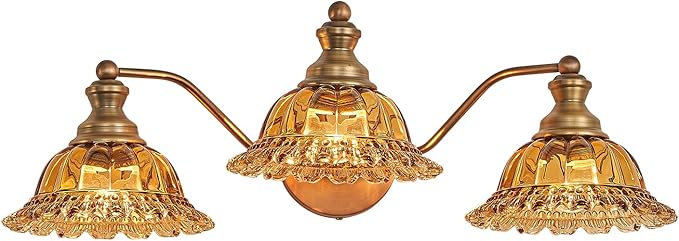 XIEDUN Tea Glass 3 Light Vanity Light Colored Glass Bathroom Light Fixture Vanity Lighting Fixtures