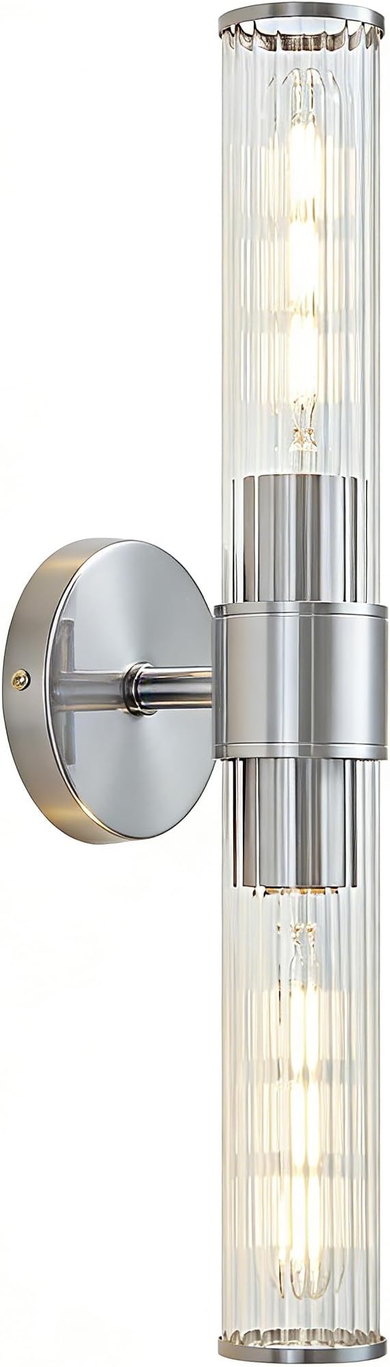 Chrome Bathroom Vanity Light, Wall Sconce Threaded Glass 1 Pack, Modern Wall Light for Bathroom, Living Room, Hallway, Kitchen - UL Certification (Bulb Not Included)