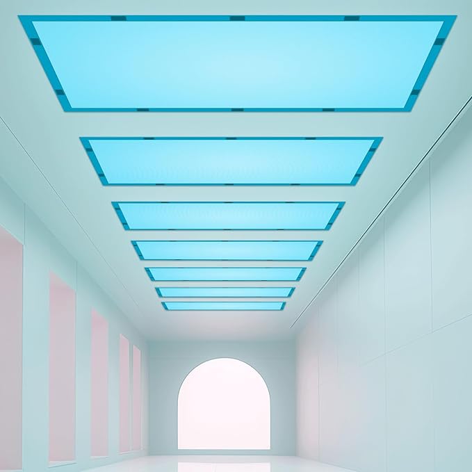 Wiooffen 6 Pcs Fluorescent Light Covers with 60 Magnets Decorative for Classroom Ceiling Light 4x2 Feet Magnetic Filter Easy Install for Office Hospitals & Home Drop Ceiling Supplies(Blue)