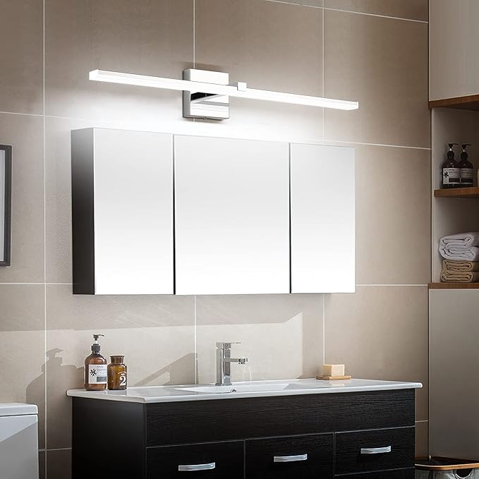 ZUZITO 30 inch Chrome Bathroom Vanity Lights Modern Bathroom Wall Lighting Fixtures 22W LED Vanity Light Bar for Bath