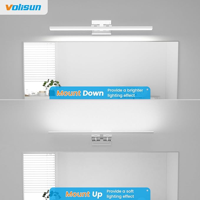 VOLISUN Modern Bathroom Vanity Light 39.4 inch, Rotatable, 24W Dimmable 5CCT Led Bathroom Light Fixture Over Mirror, Chrome Vanity Light for Bathroom Mirror Cabinets-ETL Certificated