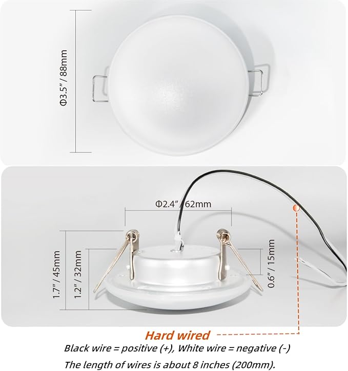 Dream lighting RV Recessed LED Lights 12v 3.5 inch led recessed Ceiling Cabin Dome Lighting with Spring Clips 3500K, 250lm, Pack of 4