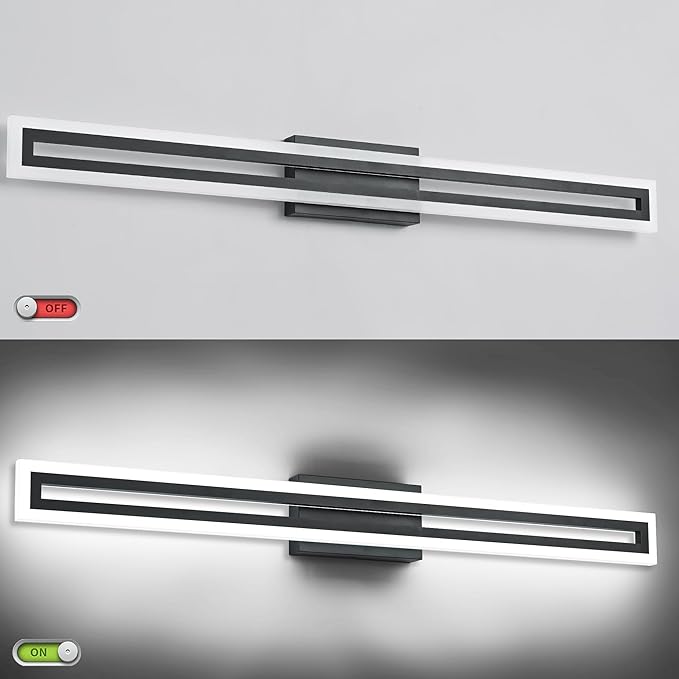 SOLFART 40 Inch LED Bathroom Light Matte Black Bathroom Vanity Light 5 Color Adjustable Light Fixtures for Bath Room Above Mirror 5CCT