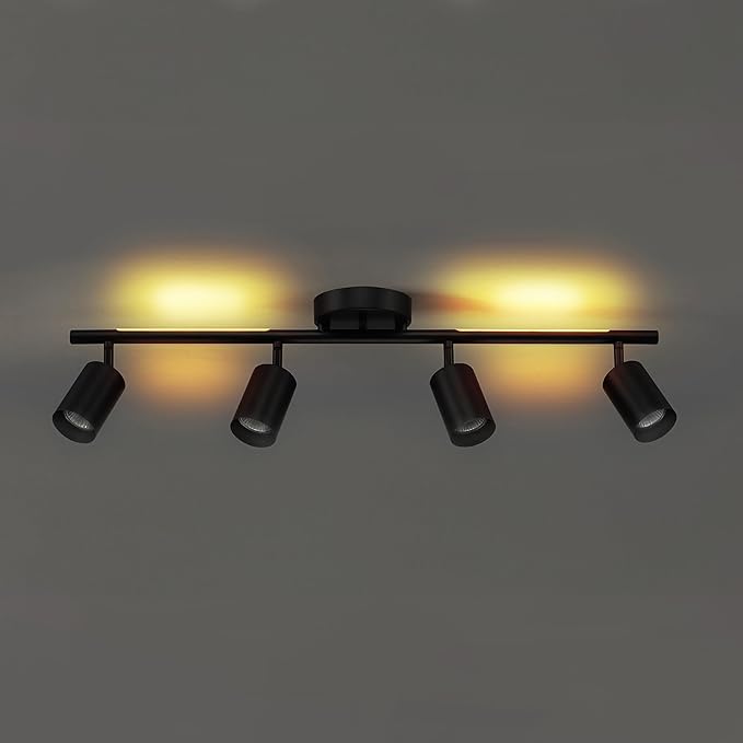 GLOBE Electric 64000166 30" 4-Light Track Lighting with 7W LED Integrated Night Light Strip, Matte Black, Pivoting Track Heads, Nightlight: 400 Lumens, 2000 Kelvin, Ceiling Light, Home Improvement