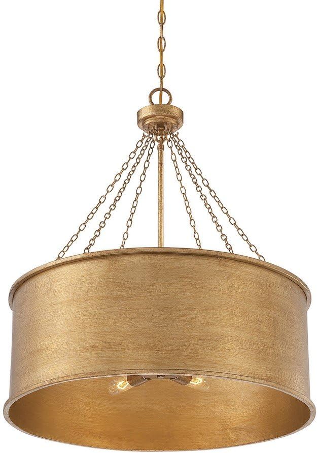 Savoy House 7-488-6-54 Rochester Industrial Metal Drum Pendant, 6-Light 360 Total Watts, 29" H x 25" W, Gold Patina