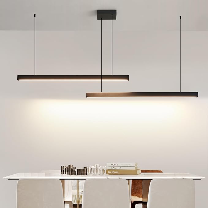 Modern 2-Light Chandelier, 47IN+47IN Pendant Light Fixtures Hanging with Remote Control 3000k-6500K Adjustable Color Temperature,Aluminum Island Lighting Lamp for Dining Room, Living Room