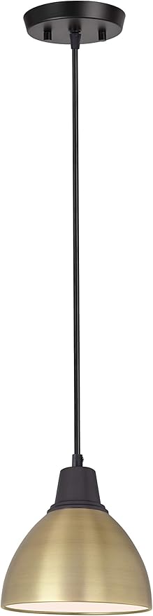 Aspen Creative 61111-11, One-Light Hanging Mini Pendant Ceiling Light, Transitional Design in Bronze & Gold Finish, 6" Wide