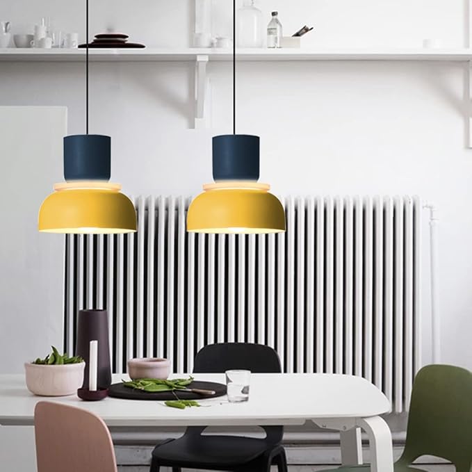 Modern Industrial Pendant Light Macaron Color Barn Style Mid Century Hanging Light Fixture with Aluminum Shade Chandelier Nordic Colorful Ceiling Pendant Lights for Dining Room Kitchen