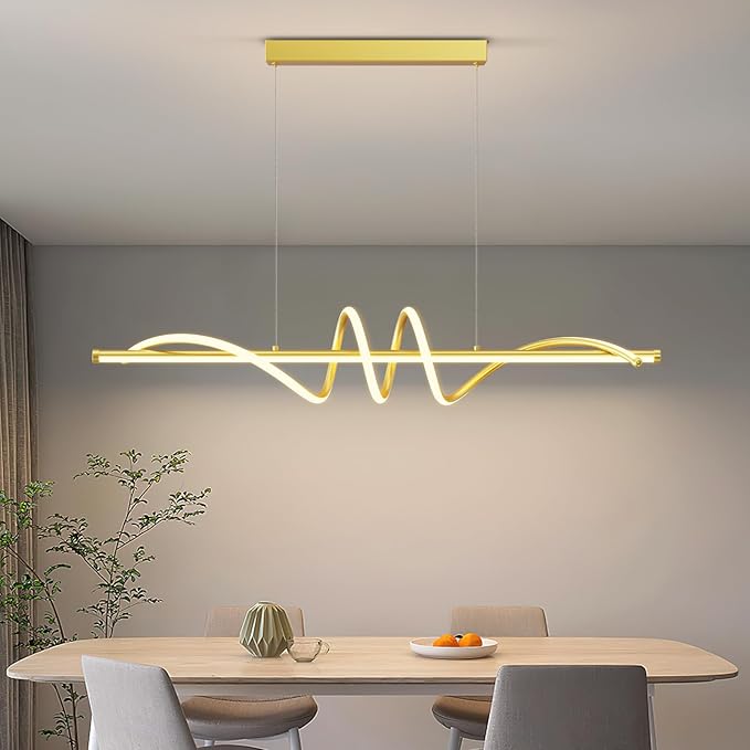 Modern Pendant Lights Fixture, 39in Aluminum LED Ceiling Chandelier with Remote Control Dimmable 3000k-6000K Color Temperature, Island Lighting Lamp for Kitchen, Dining Room
