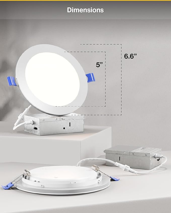 Sunco 24 Pack 6 Inch LED Recessed Light with Night Light, Canless Recessed Lighting, 1500 LM, 15W (150W Equivalent), Selectable CCT 2700K/3000K/4000K/5000K/6000K, Dimmable, with Junction Box