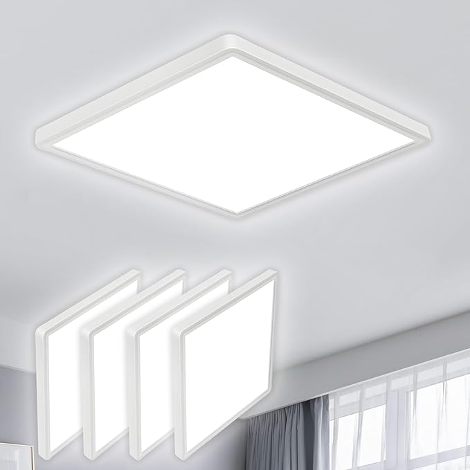 4 Pack 12 Inch 24W LED Ceiling Light, 6000K White Flush Mount Ceiling Light Fixture, Slim Flat Ceiling Light Fixtures for Bedroom, Kitchen, Bathroom, Hallway, Closet