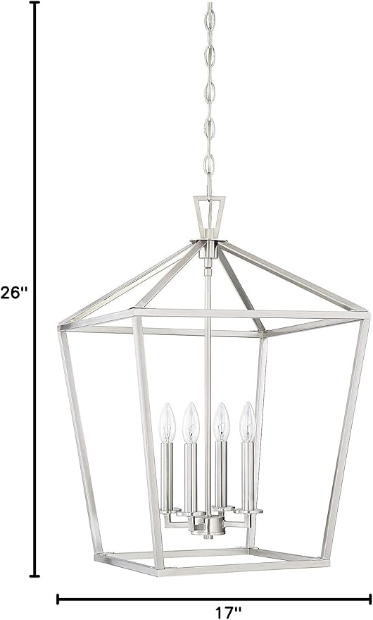 Savoy House 1-321-4-SN Townsend Traditional Open Frame Pendant Light Fixture, 4-Light 240 Total Watts, 26" H x 17" W, Satin Nickel