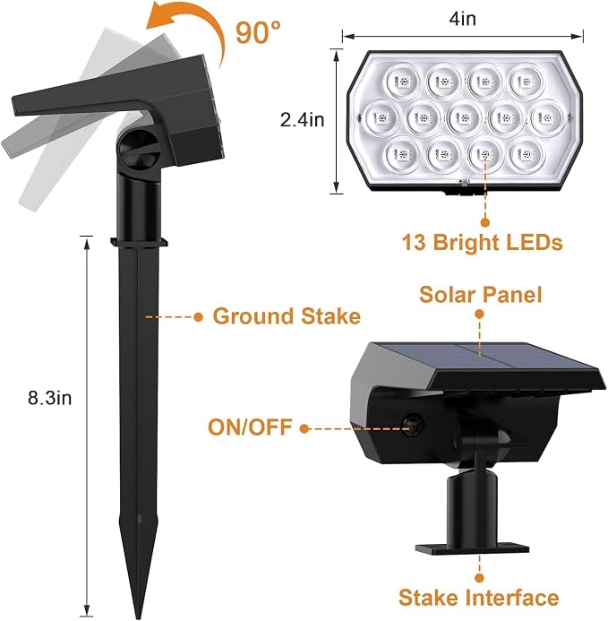 WELALO Solar Color Changing Spot Lights Outdoor, Waterproof Solar Halloween Lights, 7 Modes Multicolor RGB Landscape Spotlight for Garden Yard Driveway Lawn Patio Pathway Christmas Decorations 10 Pack