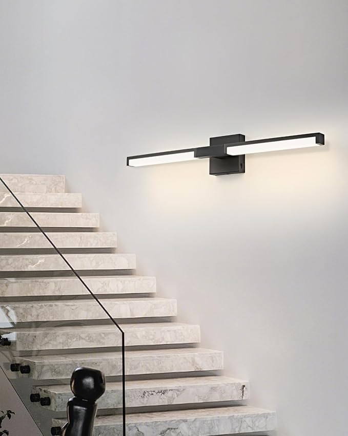 OKELI Modern Bathroom Light Fixtures Over Mirror, 24 Inch Matte Black Vanity Light Bar for Bathroom, 12W 5CCT Diammable Wall Light