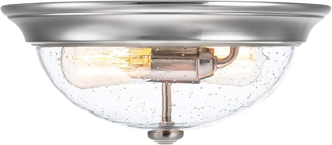 Prominence Home Madalyn 13" Brushed Nickel Flush Mount Seeded Glass Bowl Indoor Light - 51382-01