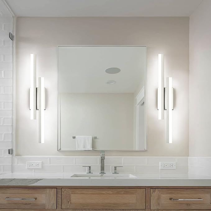 PRESDE 24 Inch LED Vanity Light Brushed Nickel Bathroom Light Fixtures Over Mirror Modern Bath Lighting Bar 5CCT