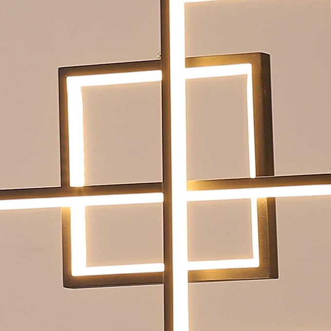 ORANOOR Modern LED Chandelier Lighting, Dimmable Linear Black Pendant Light with Squares, 39in Dining Room Hanging Light Fixture, Kitchen Island Pendant Light for Dining Table Bar (3000lm/50W)
