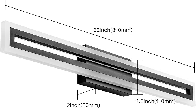 SOLFART 32 Inch Modern Bathroom Light Fixtures Bathroom Lights Over Mirror Black LED Vanity Lights for Bath 5 Color Temperature Adjustable LED Light Fixture Restroom 5CCT