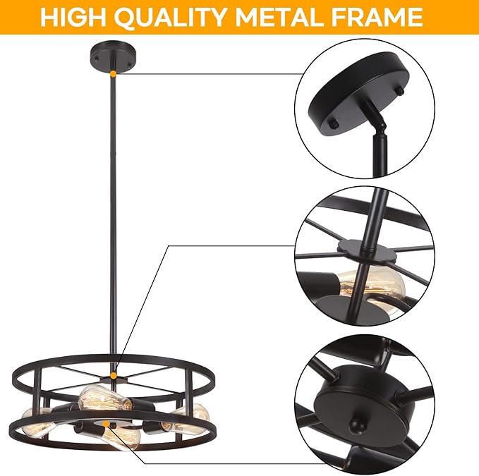 Black Semi Flush Mount Ceiling Light,Industrial Farmhouse Sloped Lights Fixture, Adjustable Height Metal Lighting for Kitchen Dining Room Entryway Hallway Living Room