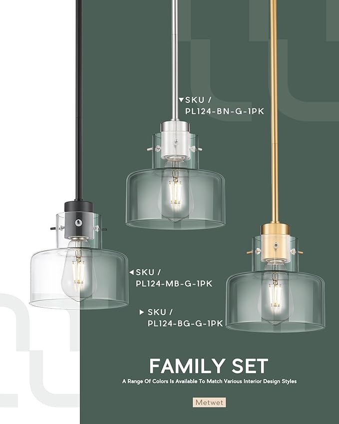 Brushed Nickel Pendant Lights Kitchen Island, 6" Pendant Light Fixtures Over Island with Clear Glass Shade, Modern Kitchen Island Lighting for Dining Room Entryway, PL124-BN-G-1PK