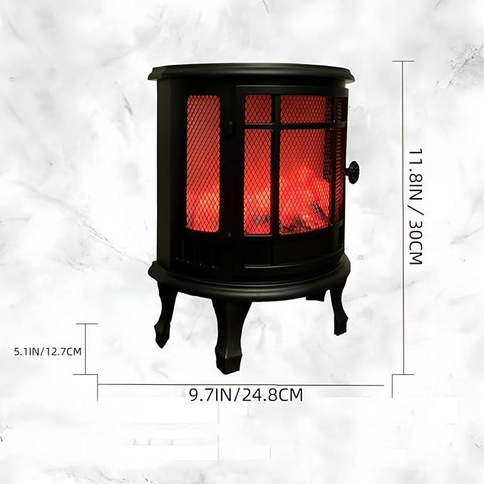 Simulated LED Fireplace Lantern USB & Battery Powered Flameless Light with Emulation Flame Table Decorative Lamp Copper Fireplace Ornament for Cozy Home Decor Free Standing Electric Log Burner