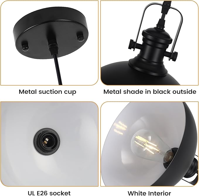 Black Pendant Lights 2 Pack, 9.8" Farmhouse Pendant Lights Kitchen Island, Modern Kitchen Island Lighting, Industrial Pendant Light, Island Lights for Kitchen Dining Room