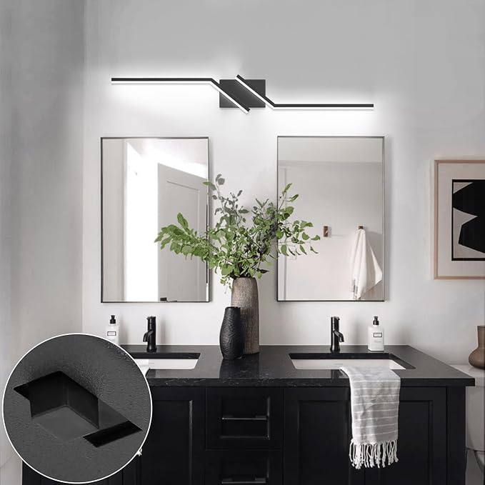 ZUZITO Modern Bathroom Vanity Light Matte Black Vanity Lighting Fixtures 40 Inch LED 5CCT Dimmable Lighting Fixtures Over Mirror