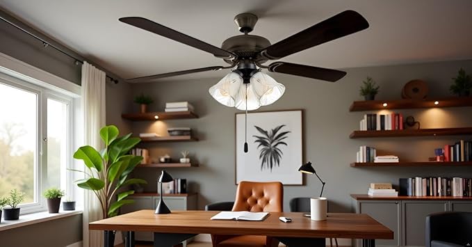 Aspen Creative 22012-3, Three-Light Ceiling Fan Light Kit with Pull Chain, Matte Black Finish with Frosted and Clear Glass Shades, 14" Diameter x 7-3/8" Height