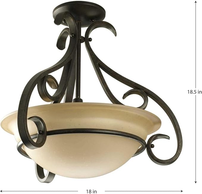 Progress Lighting 3-Light Foyer Pendant, Torino Collection, Indoor, P3843-77, Forged Bronze