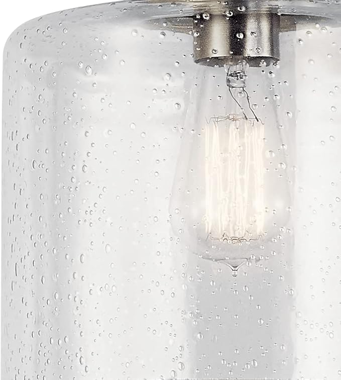 Kichler Winslow 8.5" Semi Flush Mount Light in Brushed Nickel, 1-Light Foyer or Bedroom Light with Clear Seeded Glass, (8.5" W x 10.5" H), 44033NI