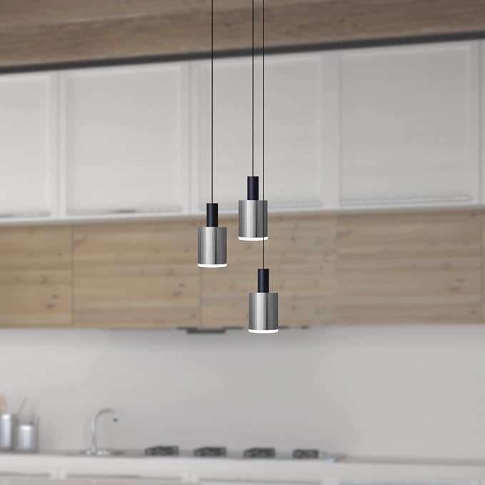 Virgo 3 Mini Pendant Lighting Black-Nickel - LED Hanging Light Fixture for Kitchen Island, Bar, Foyer - Cluster Pendants - Dimmable, Adjustable Wire, Lamp Bulb Included