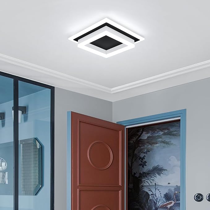 32W Modern LED Ceiling Light, Small Flush Mount Light Fixture, Kitchen Ceiling Lighting Fixtures 6000K, Square Hallway Lighting Fixtures for Living Room Bedroom Bathroom 2 Pack