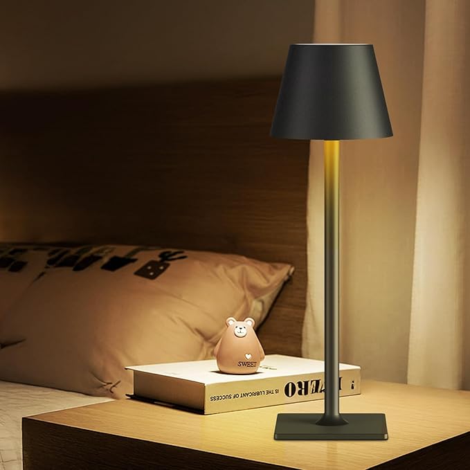 4 Pack Rechargeable Table Lamp - Cordless LED Lamp with 6000mAh Battery Operated LED Desk Lamp, Portable Table Light Outdoor for Dinner Patio Restaurant Bar Bedroom Coffee Shop Night Light(Black)