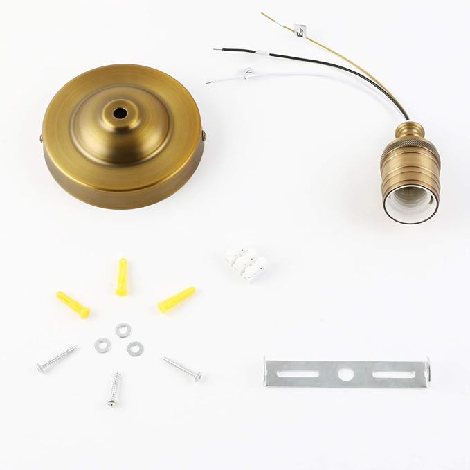 Phansthy Semi Flush Mount Ceiling Light Fixture, Vintage Industrial Close to Ceiling Light, Pendant Light Fixture Ceiling for Bedroom Kitchen Living Room Dining Room (Minimalist -Antique)