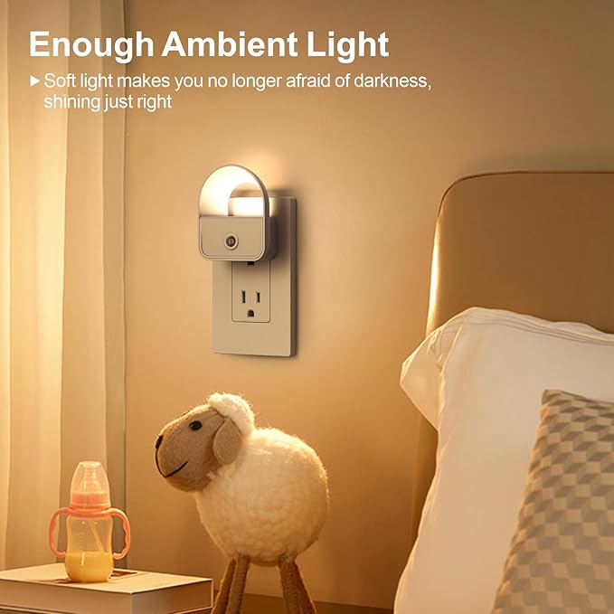 LED Night Light Plug into Wall, Nightlights with Smart Dusk toDawn Sensor, Night Light Suitable for Bedroom, Bathroom, Hallway, Kitchen, Stairs, Kids, 6 Pack, White Light