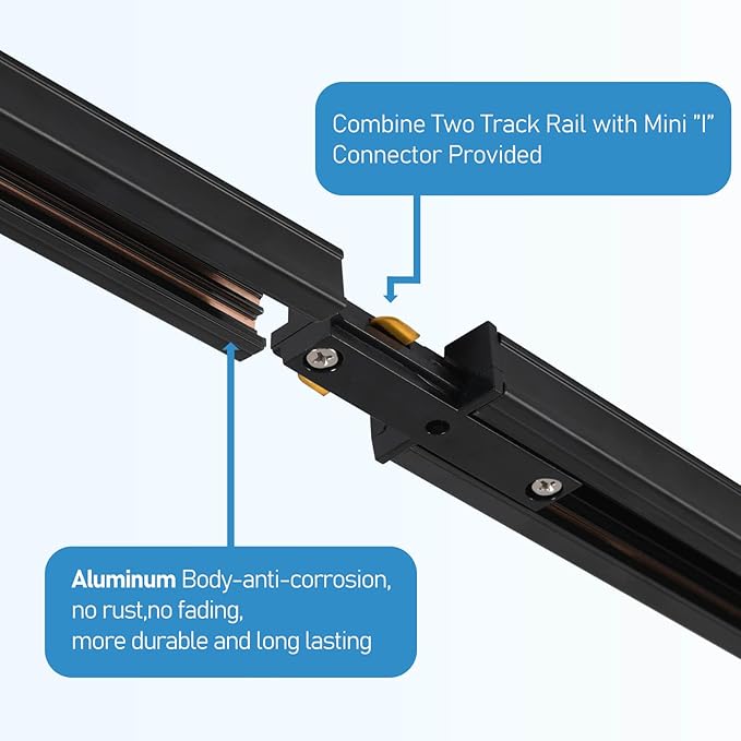 4-Light LED Track Lighting Kit with 3.3FT H Track Lighting Rails & Floating Canopy Connector, GU10 Track Light Kit, Modern Kitchen Track Lighting Fixtures Ceiling Spot Light, Black (No Bulbs)
