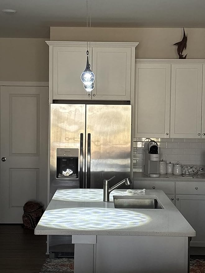 CHYING Pendant Lights Kitchen Island Chrome Modern LED Pendant Light Globe Jellyfish Pendant Lighting Mini Crystal Hanging Light for Dining Room Bathroom Bedroom Bar 6000K Cool White