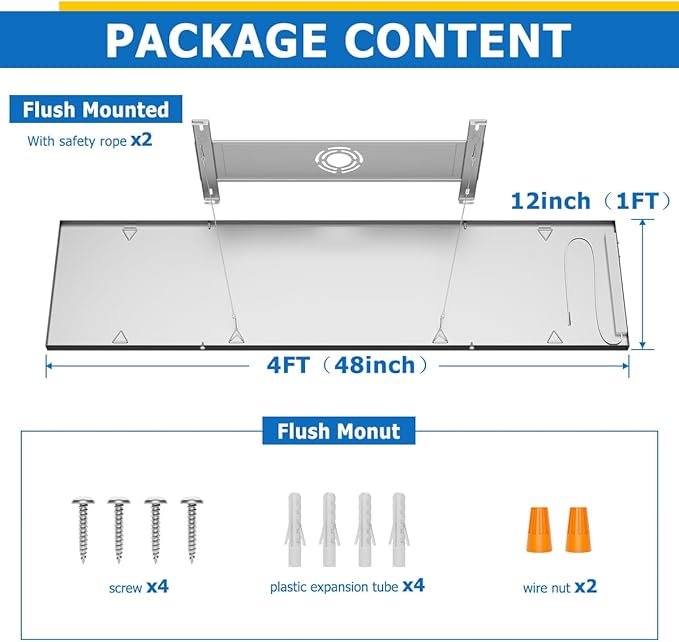 Allsmartlife 1x4FT LED Flat Panel Light Surface Mount, 4980lm 24W/30W/40W, Dimmable 3000K-6000K, Edge-Lit Flush Mount for Office Kitchen, Built-in Driver Drop Ceiling Lights Black 2-Pack