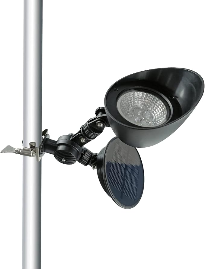 Solar Flag Pole Light, 360°Adjustable Flagpole Light Solar Powered with 5 Super-Bright Led, Dusk to Dawn, Fits 1”-1.5” in Diameter Outdoor Wall-Mounted Spinning Flagpoles