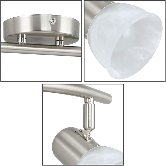 XiNBEi Lighting Track Lighting, 4 Light S-Shaped Track Light Bar with Glass, Modern Kitchen Ceiling Light Bar Brushed Nickel XB-TR1238-4-BN