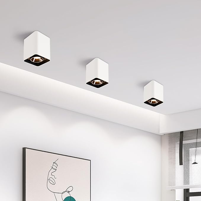 OKELI White Modern LED Dimmable Ceiling Light Fixtures for Hallway Kitchen Entryway, 20W 1300LM 2700K-6000K Flush Mount Close to Lighting, Cuboidal Ceiling-Lamps 3pack