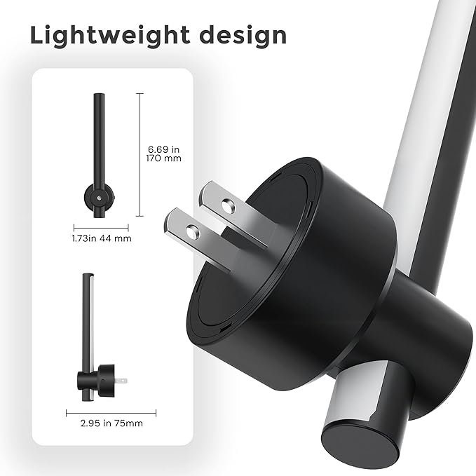 L LOHAS LED Night Light Plug in, 2Pack Dimmable Night Lights Plug into Wall, 330°Rotating Nightlight with Dusk to Dawn Sensor, Soft White, 0-100LM Modern Black Nightlights for Bathroom Mirror Restroom